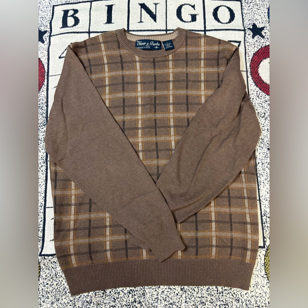 Oliver & Burke Brown Sweater, Men’s Large Gingham